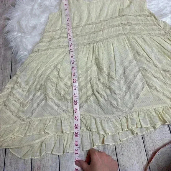 Free People Voila Trapeze Ruffle Slip Tank Dress Top Cream Size S - Picture 9 of 9